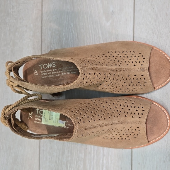 Toms Women Elba Seville Ankle Leather Ties Back open toe heels boots shoes 7 - Picture 5 of 12